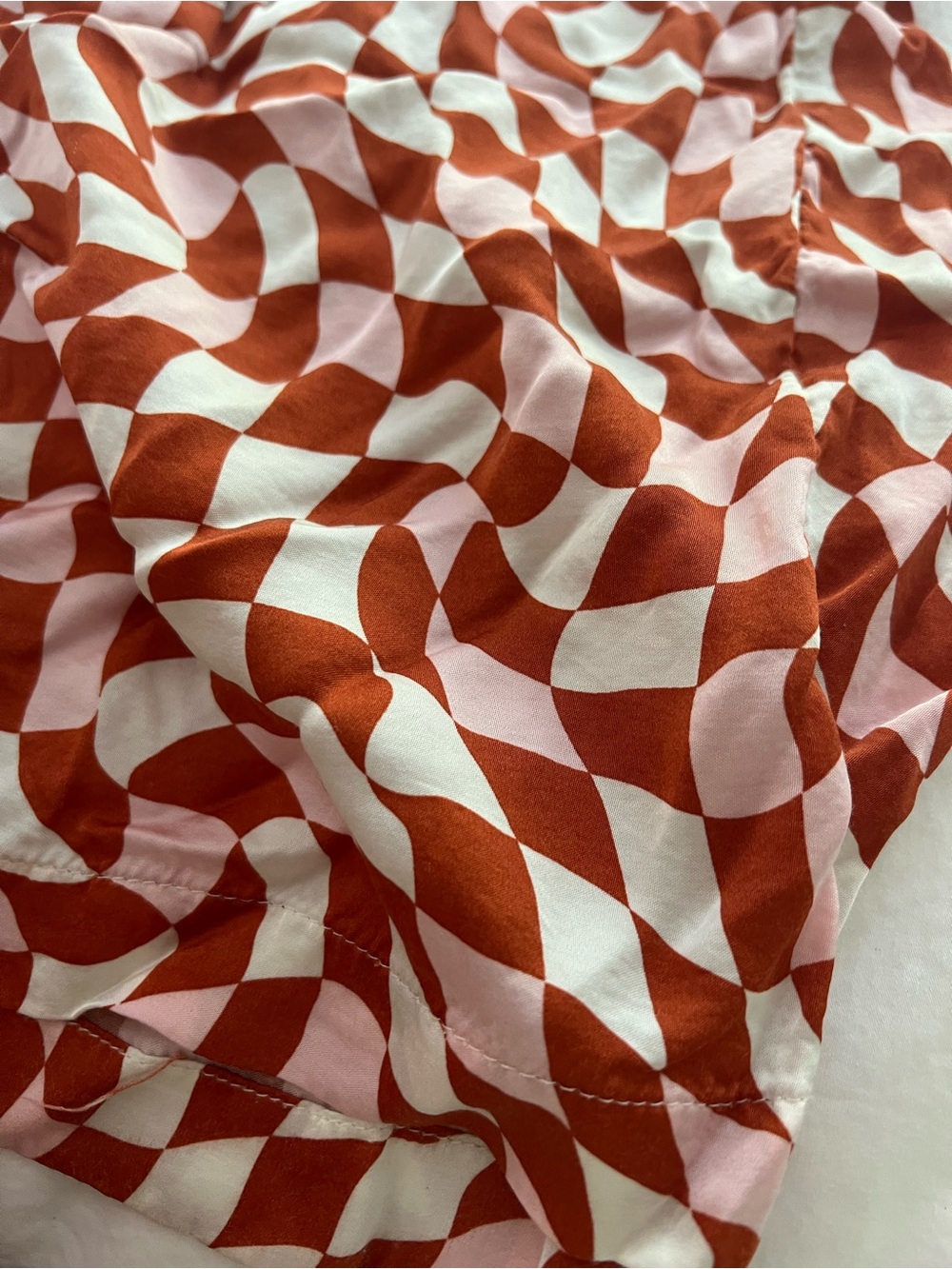 Anthropologie Retro Red & White Geometric Wide-Leg silky lounge Pants xl - Picture 3 of 6